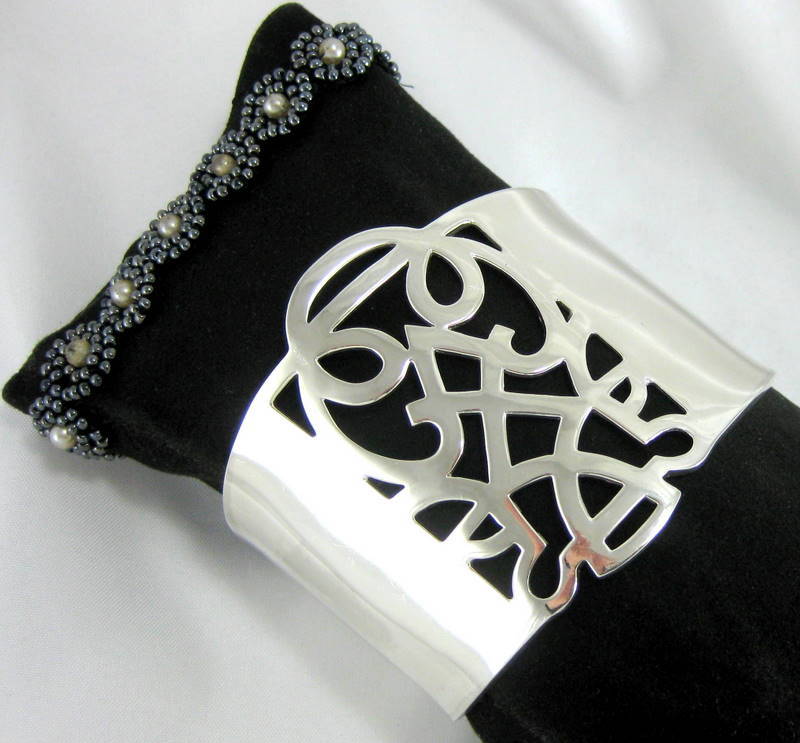 ELLE Jewelry Signature Ruby Sterling Silver Openwork Wide Cuff Bracelet ELLE Jewelry Signature Ruby Sterling Silver Openwork Wide Cuff Bracelet