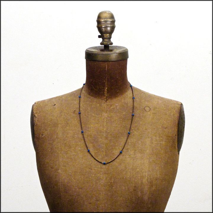 Blue Jade Brass Chain Necklace / Gifts for Her Blue Jade Brass Chain Necklace / Gifts for Her