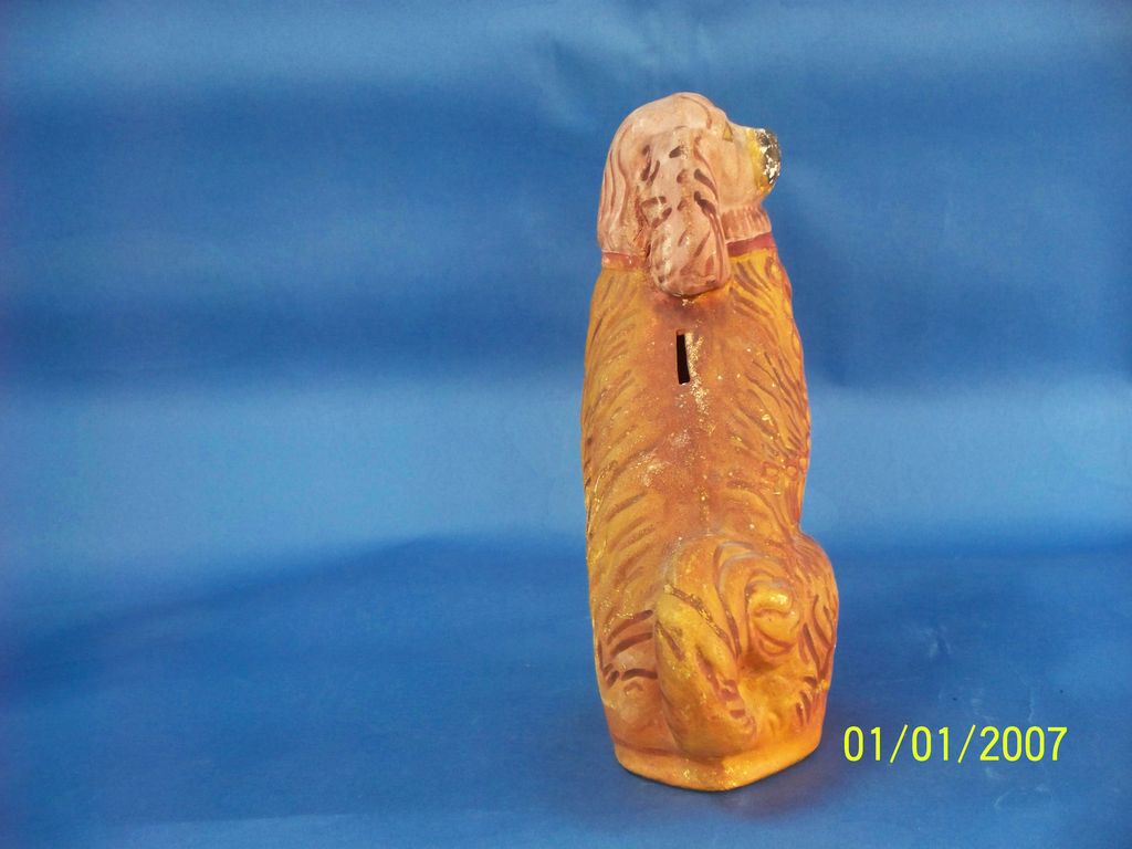 Very fine Chalkware Dog Bank with natural colors Very fine Chalkware Dog Bank with natural colors