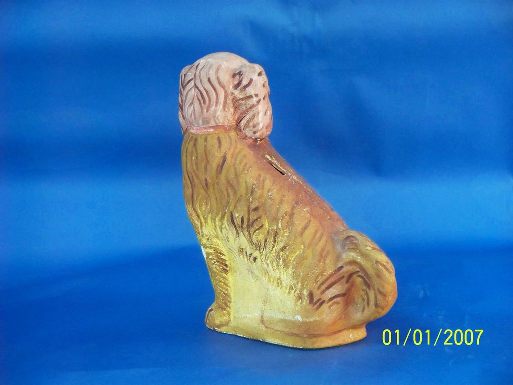 Very fine Chalkware Dog Bank with natural colors Very fine Chalkware Dog Bank with natural colors