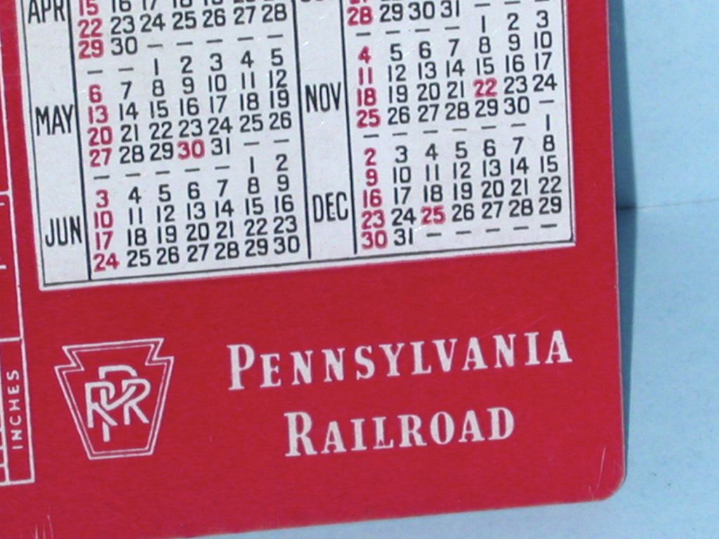 Pennsylvania Railroad 1956 Pocket Calendar7 Pennsylvania Railroad 1956 Pocket Calendar7