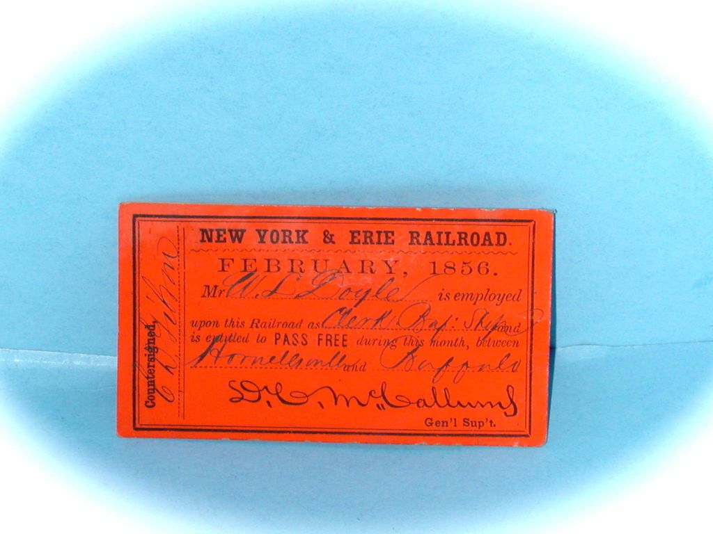 New York & Erie February 1856 Pass New York & Erie February 1856 Pass