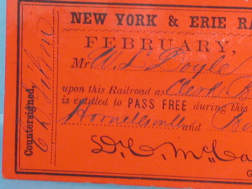 New York & Erie February 1856 Pass New York & Erie February 1856 Pass