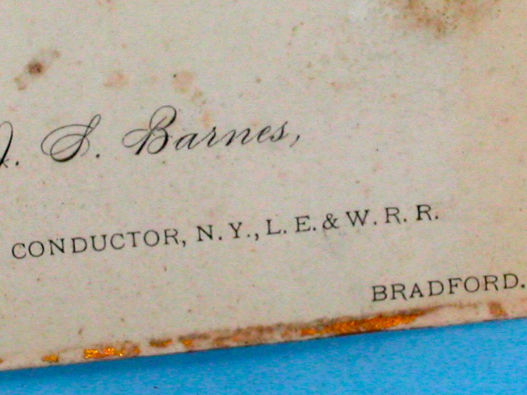 New York lake Erie & Western Railroad Conductors Card New York lake Erie & Western Railroad Conductors Card