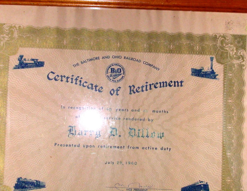 Baltimore & Ohio Railroad Framed Certificate Baltimore & Ohio Railroad Framed Certificate