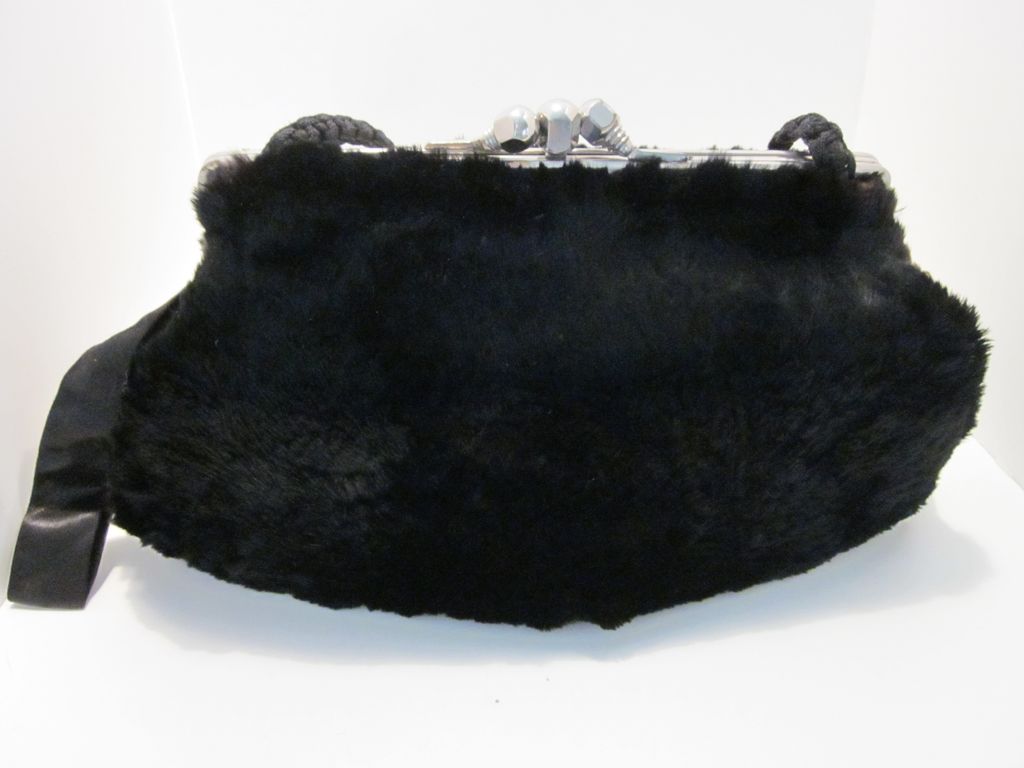 Vintage Black Beaver Muff Purse Vintage Black Beaver Muff Purse