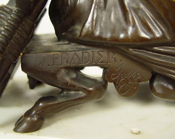 Antique French Marble Bronze Clock Set Garniture ca 1860, Pradier sculpture Antique French Marble Bronze Clock Set Garniture ca 1860, Pradier sculpture