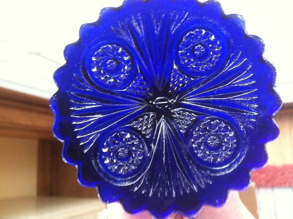 Imperial Aurora Jewels Octagon Carnival Glass Compote Imperial Aurora Jewels Octagon Carnival Glass Compote