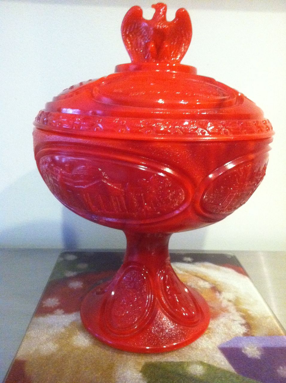 Red Slag Fenton Bicentennial Compote 1976 Red Slag Fenton Bicentennial Compote 1976