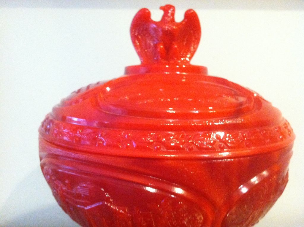 Red Slag Fenton Bicentennial Compote 1976 Red Slag Fenton Bicentennial Compote 1976