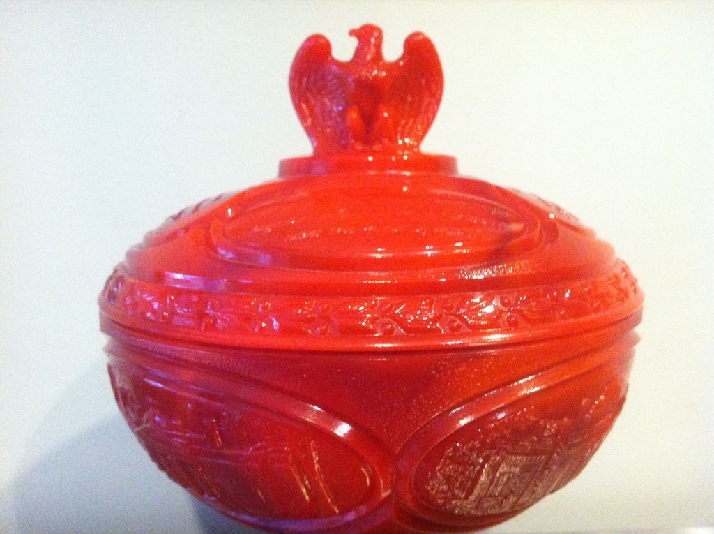 Red Slag Fenton Bicentennial Compote 1976 Red Slag Fenton Bicentennial Compote 1976
