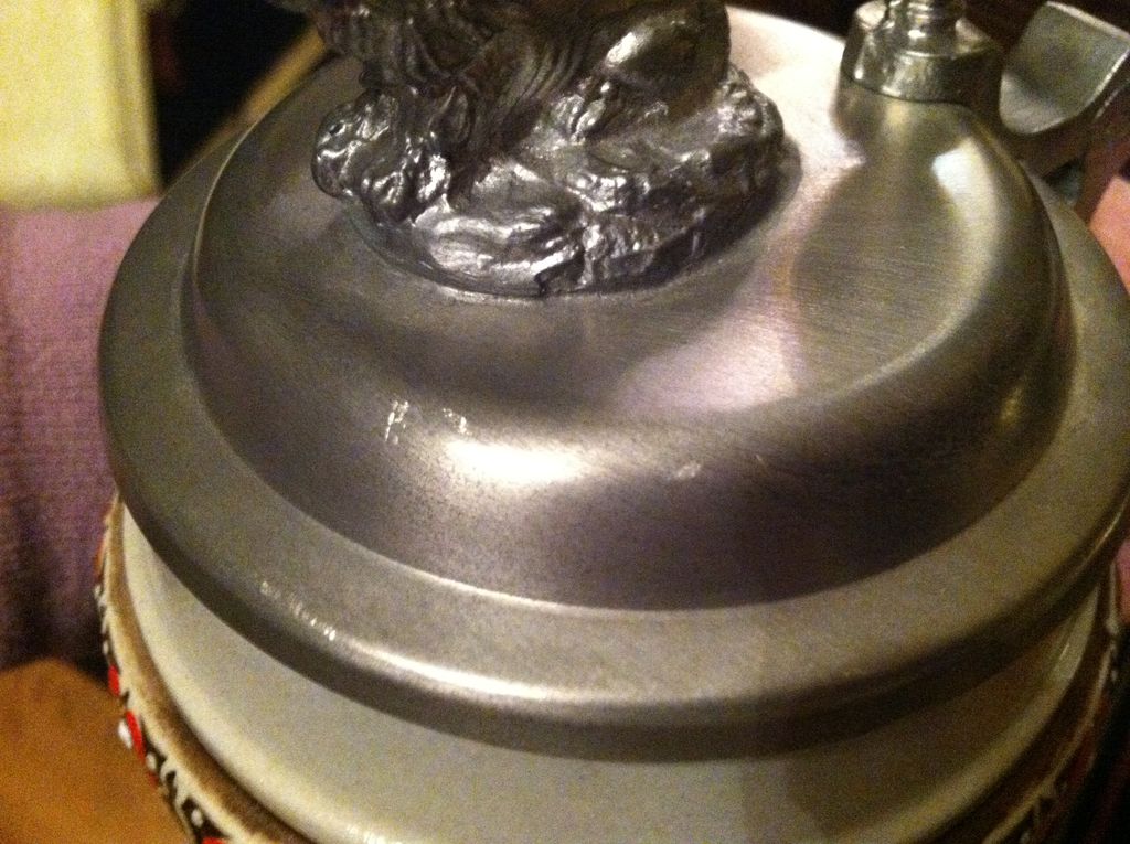 Rare Beautifully Detailed Beyer Germany Pewter Lion Lid Stein Rare Beautifully Detailed Beyer Germany Pewter Lion Lid Stein