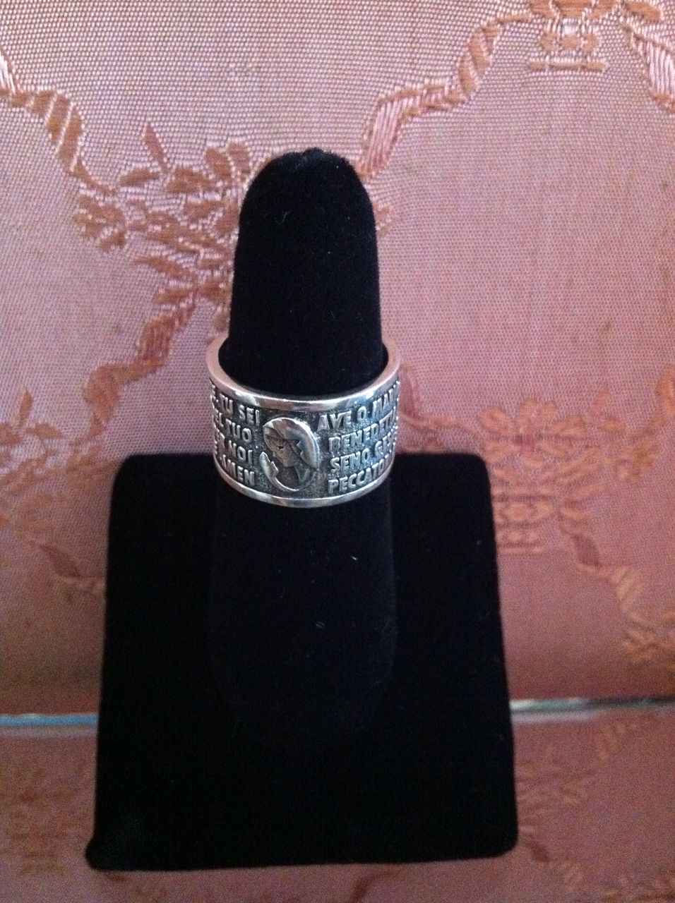Sterling Silver 925 Hail Mary Ave O' Maria Italy Ring size 7 1/2 Sterling Silver 925 Hail Mary Ave O' Maria Italy Ring size 7 1/2