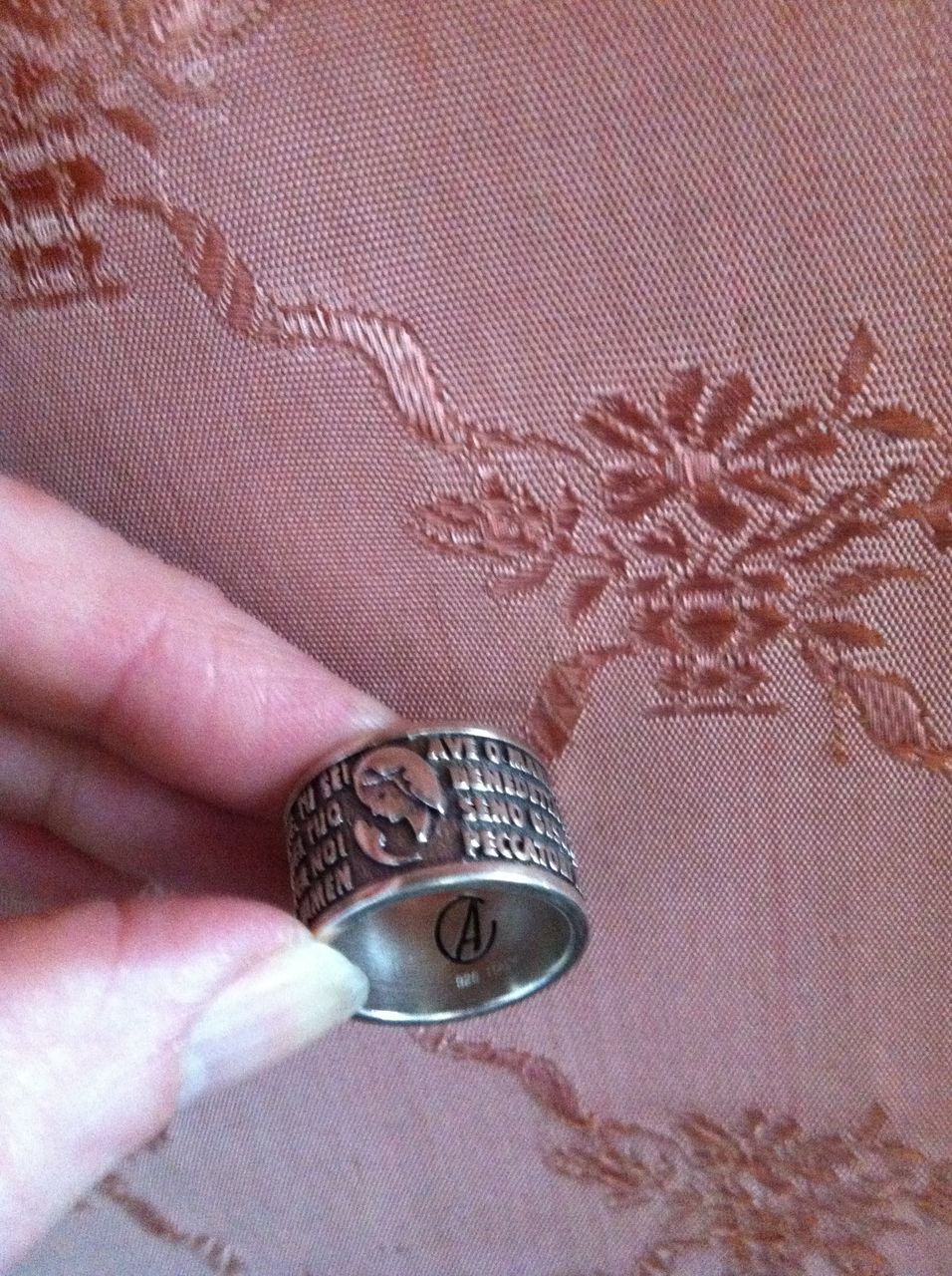 Sterling Silver 925 Hail Mary Ave O' Maria Italy Ring size 7 1/2 Sterling Silver 925 Hail Mary Ave O' Maria Italy Ring size 7 1/2
