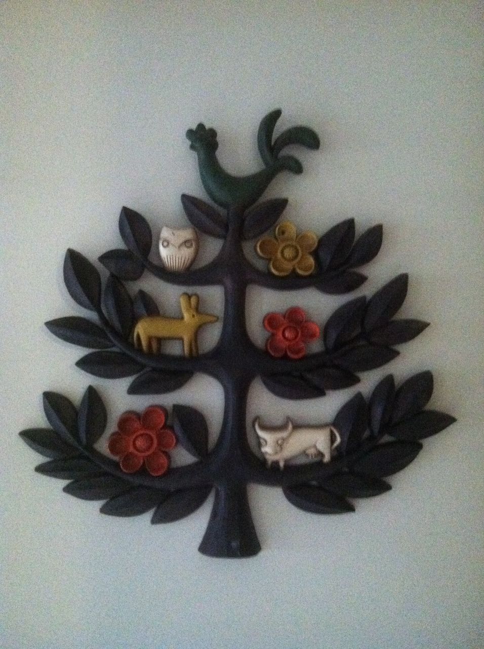 Homco Folk Art Set Tree of Life Dated 1963 Made in USA Homco Folk Art Set Tree of Life Dated 1963 Made in USA