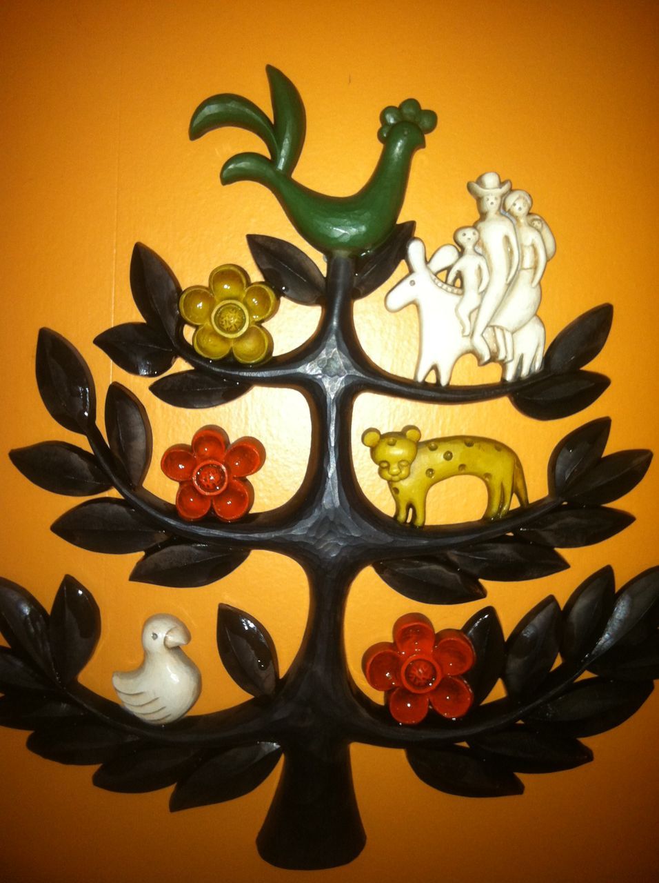 Homco Folk Art Set Tree of Life Dated 1963 Made in USA Homco Folk Art Set Tree of Life Dated 1963 Made in USA