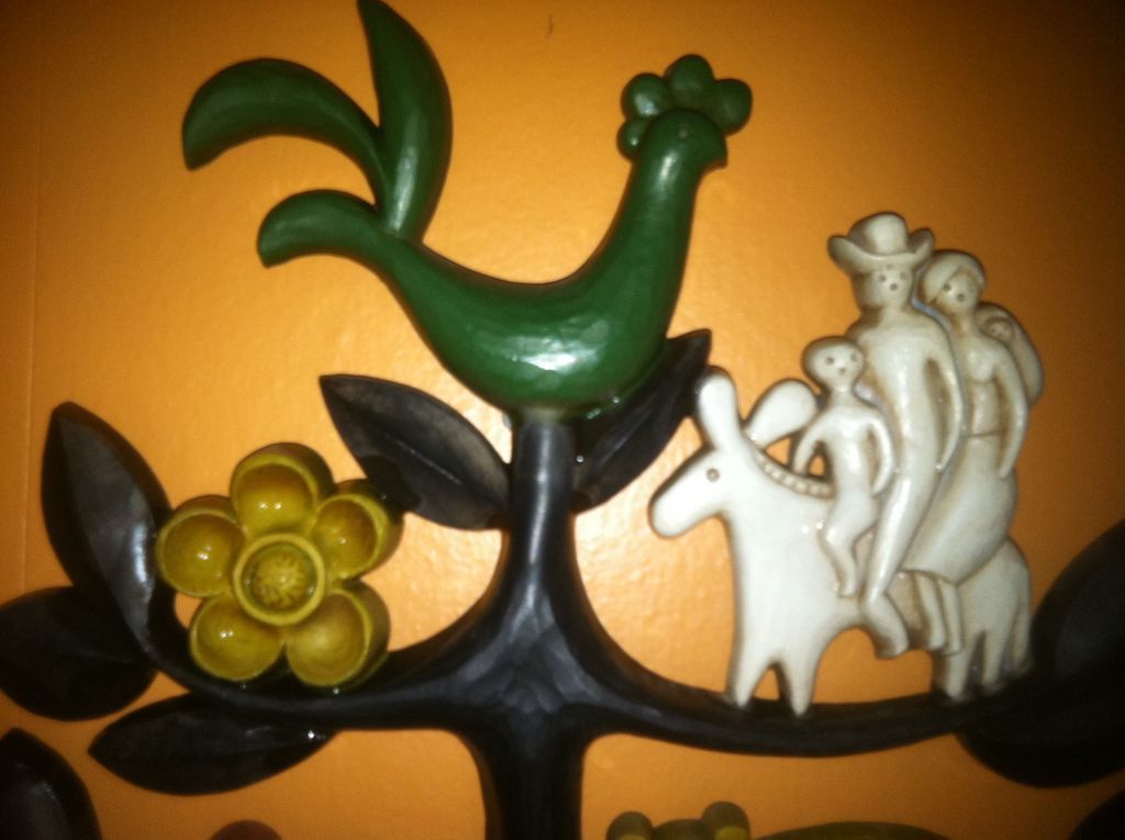 Homco Folk Art Set Tree of Life Dated 1963 Made in USA Homco Folk Art Set Tree of Life Dated 1963 Made in USA