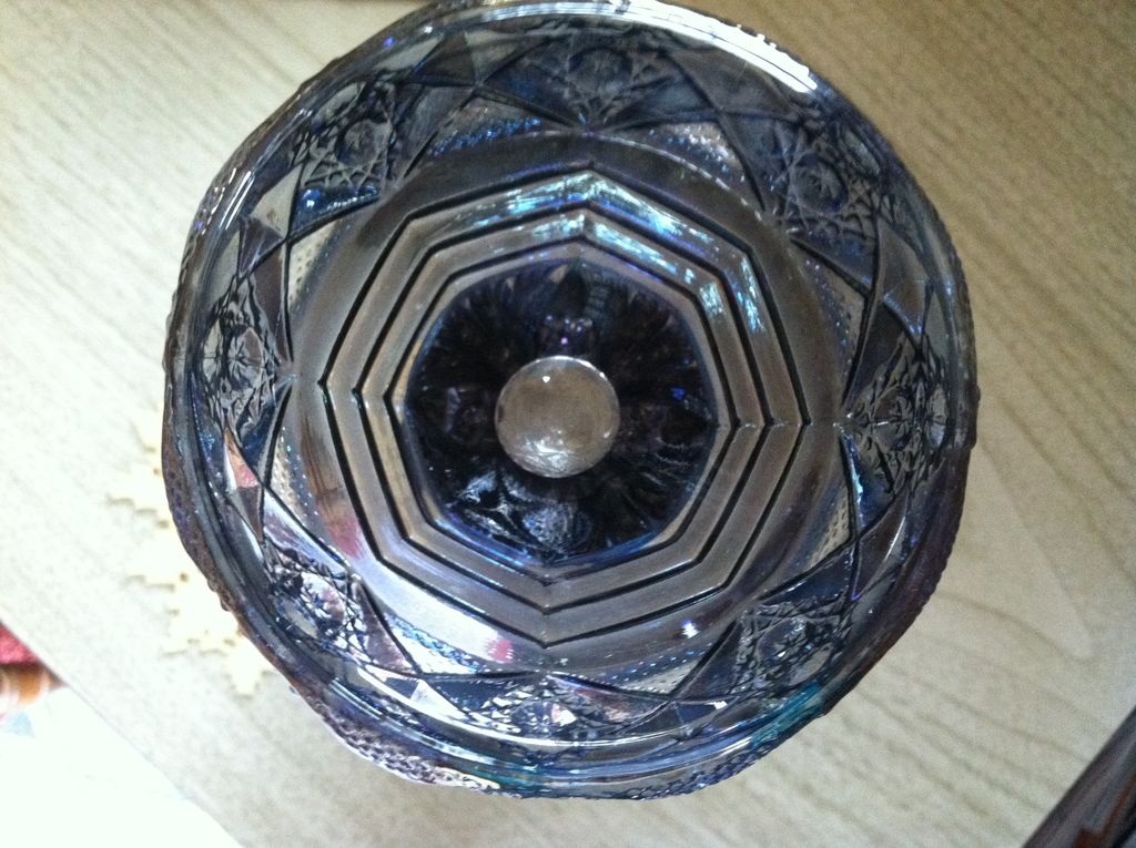 Imperial Hobstar NuCut Carnival GlassVase Smoke Marked IG Imperial Hobstar NuCut Carnival GlassVase Smoke Marked IG