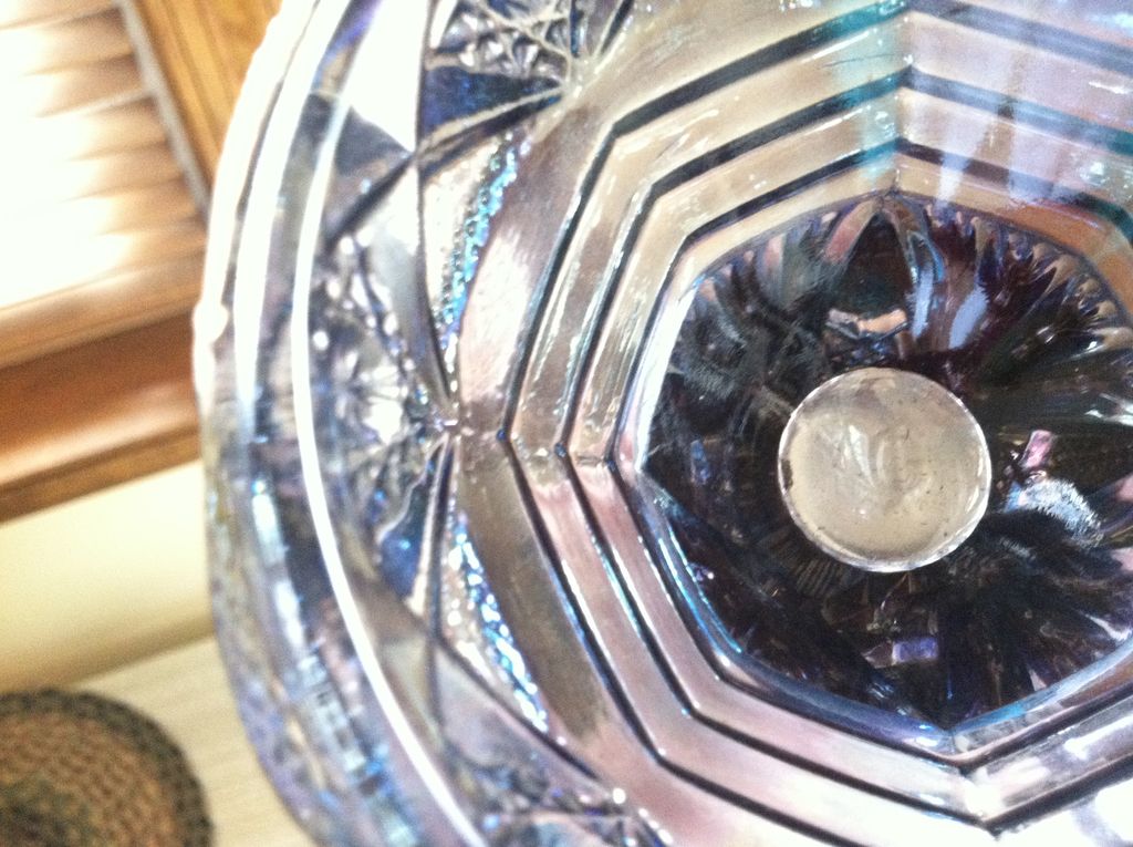 Imperial Hobstar NuCut Carnival GlassVase Smoke Marked IG Imperial Hobstar NuCut Carnival GlassVase Smoke Marked IG