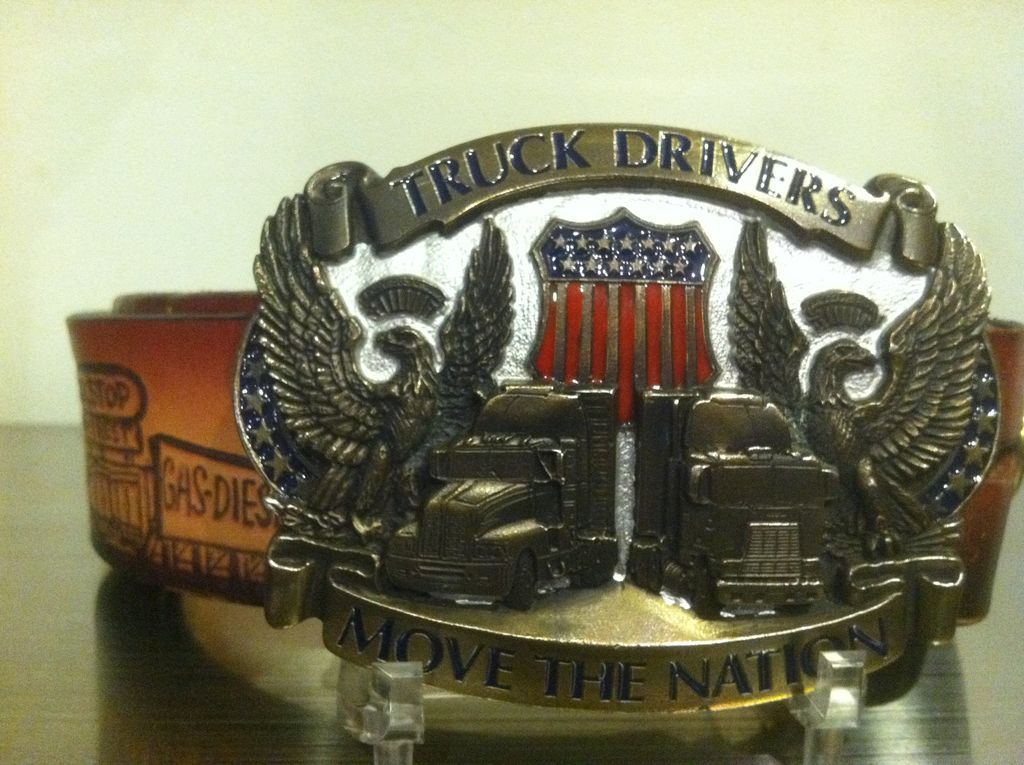 Hand Tooled Leather Belt Big Rig Trucker With Buckle Hand Tooled Leather Belt Big Rig Trucker With Buckle