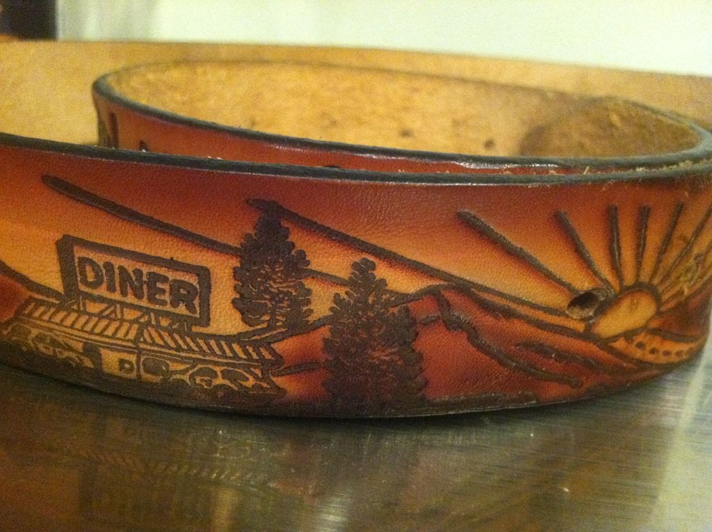 Hand Tooled Leather Belt Big Rig Trucker With Buckle Hand Tooled Leather Belt Big Rig Trucker With Buckle