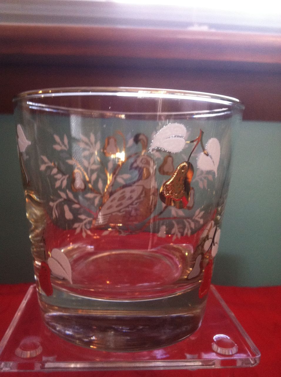 Set of 8 1950's Libbey Partridge In A Pear Tree Glasses 2 Set of 8 1950's Libbey Partridge In A Pear Tree Glasses 2