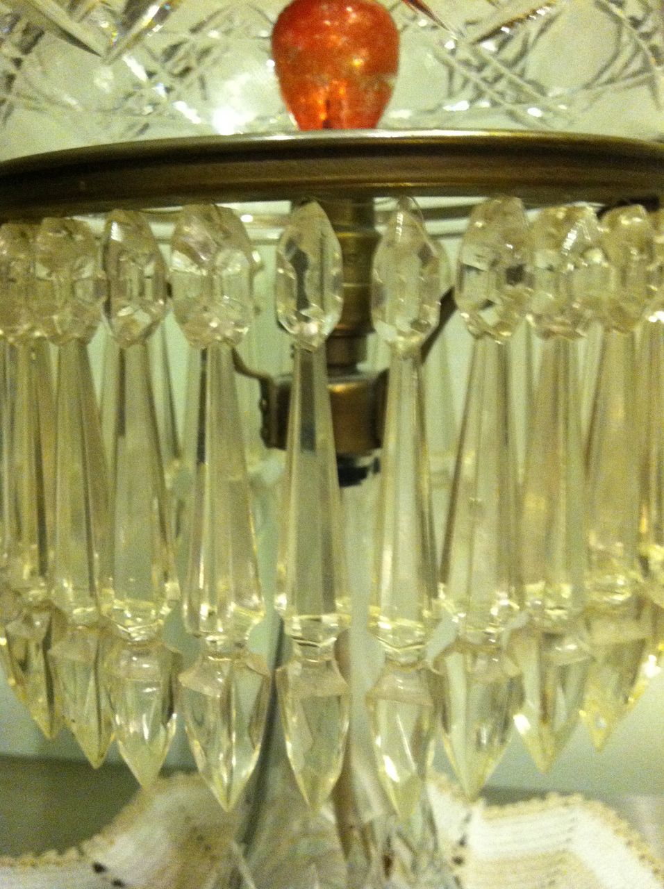 Antique Crystal Cornflower Boudoir Lamp 1800's Antique Crystal Cornflower Boudoir Lamp 1800's