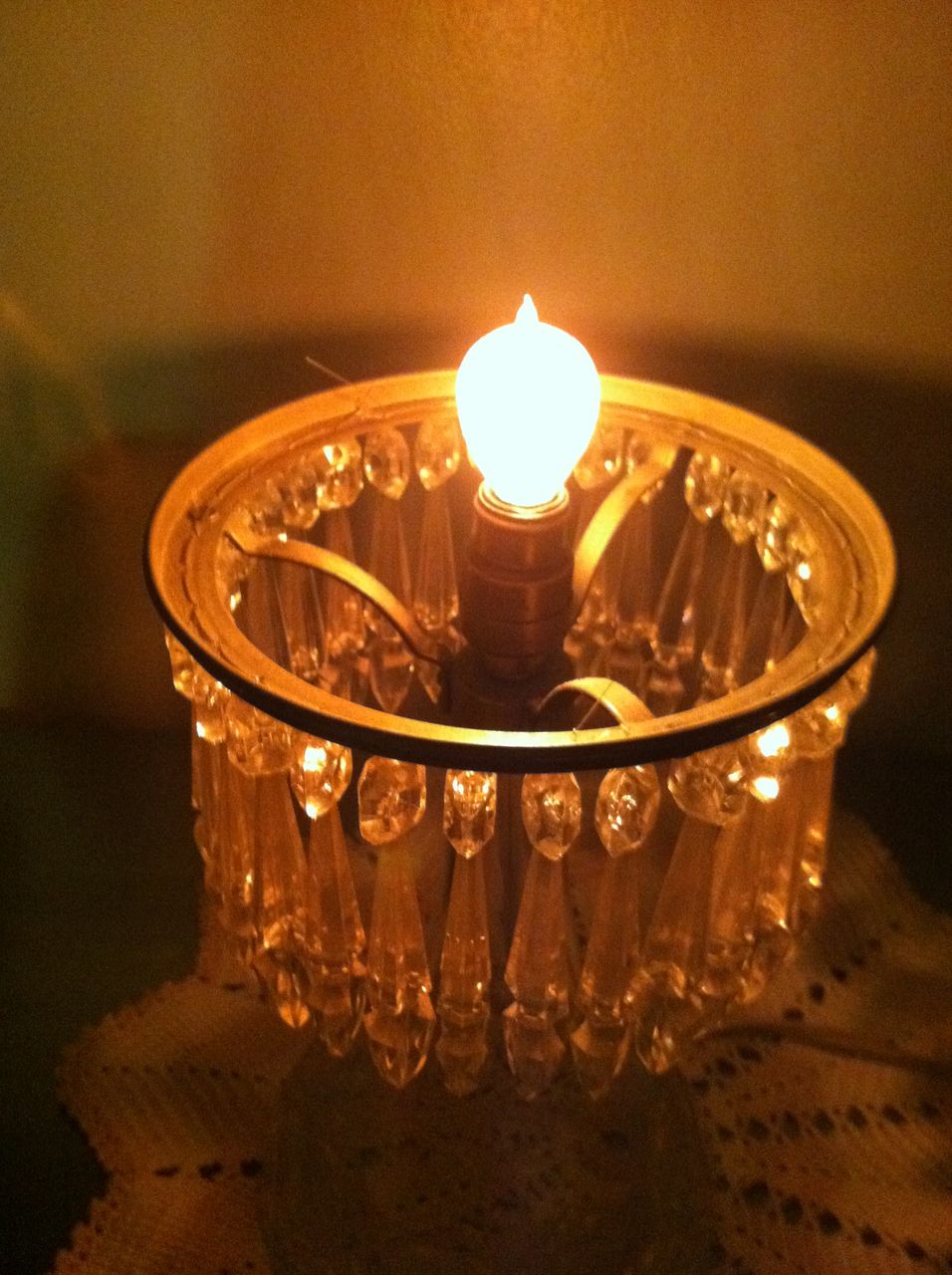 Antique Crystal Cornflower Boudoir Lamp 1800's Antique Crystal Cornflower Boudoir Lamp 1800's