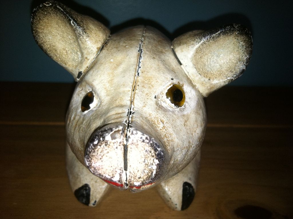 Cast Iron Pig Bank Doorstop Glass Eyes Cast Iron Pig Bank Doorstop Glass Eyes