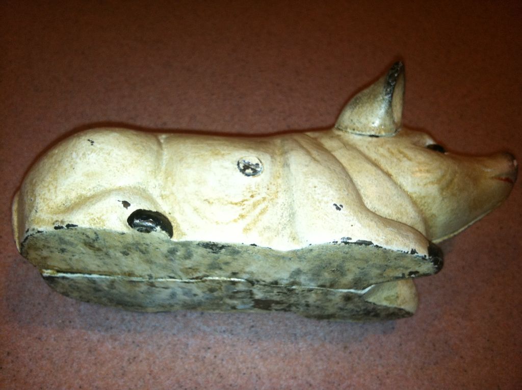 Cast Iron Pig Bank Doorstop Glass Eyes Cast Iron Pig Bank Doorstop Glass Eyes