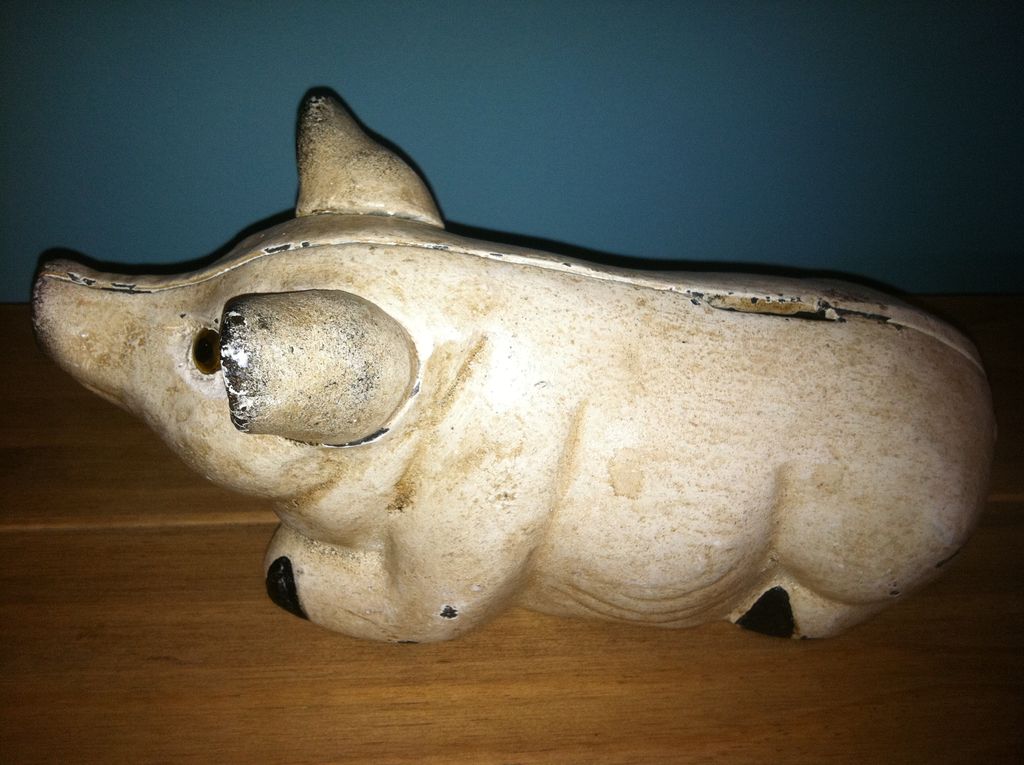 Cast Iron Pig Bank Doorstop Glass Eyes Cast Iron Pig Bank Doorstop Glass Eyes