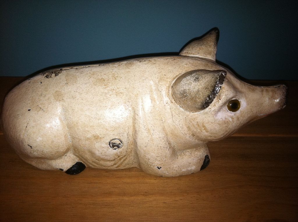 Cast Iron Pig Bank Doorstop Glass Eyes Cast Iron Pig Bank Doorstop Glass Eyes