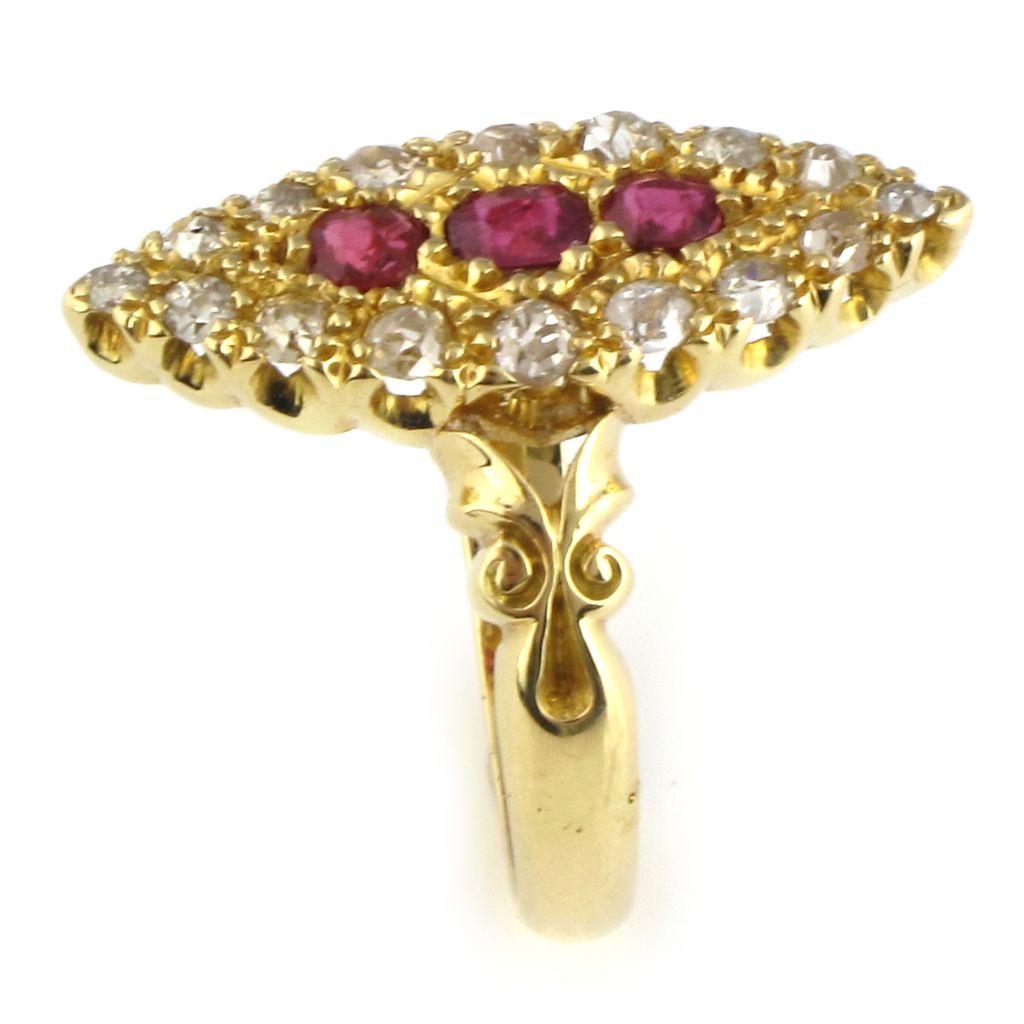 Edwardian Ruby & Diamond Navette Ring, Circa 1905 Edwardian Ruby & Diamond Navette Ring, Circa 1905