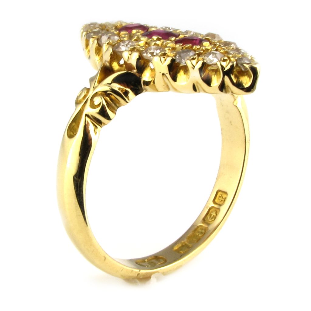 Edwardian Ruby & Diamond Navette Ring, Circa 1905 Edwardian Ruby & Diamond Navette Ring, Circa 1905
