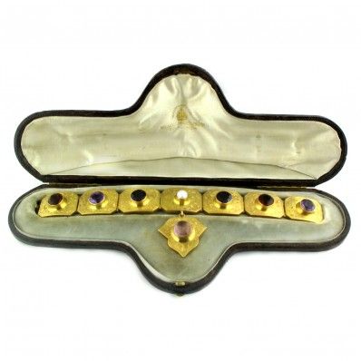 Victorian 15 Karat Gold Memorial Stone Set Bracelet Victorian 15 Karat Gold Memorial Stone Set Bracelet
