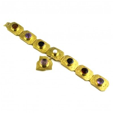 Victorian 15 Karat Gold Memorial Stone Set Bracelet Victorian 15 Karat Gold Memorial Stone Set Bracelet