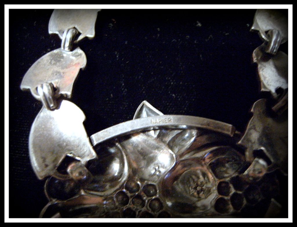 Awesome Napier Silver Plated Fruit Basket Necklace, ca 1930's Awesome Napier Silver Plated Fruit Basket Necklace, ca 1930's
