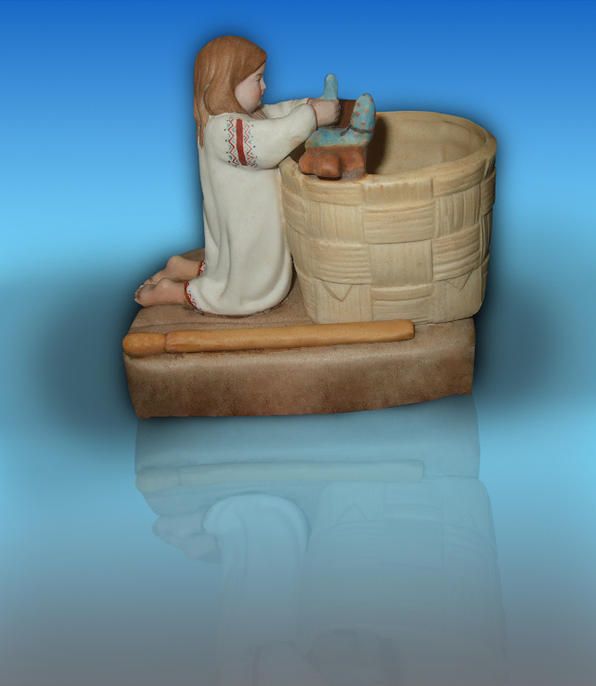 Russian Old Porcelain Figurine Of a Girl Playing With Dolls Russian Old Porcelain Figurine Of a Girl Playing With Dolls
