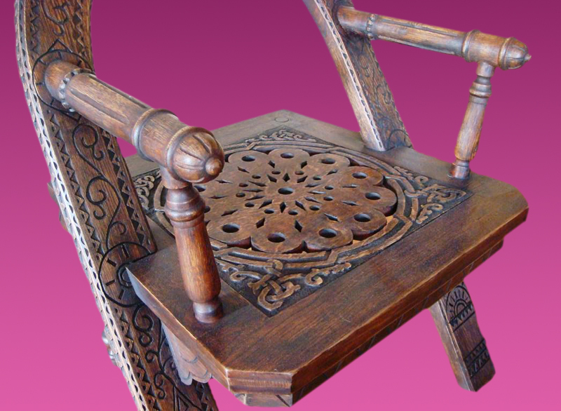 Russian A Carved Stained Oak Trompe l'Oeil Chair Abramtsevo Ostashkovo Russian A Carved Stained Oak Trompe l'Oeil Chair Abramtsevo Ostashkovo