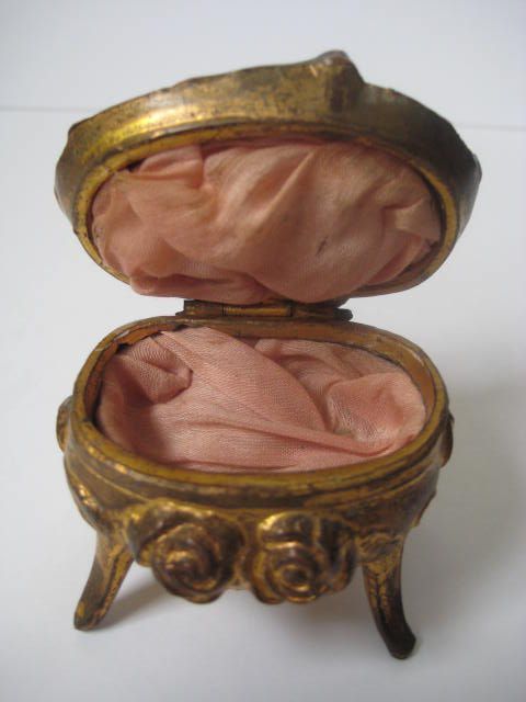 Nouveau Ornate Cast Metal Vanity Ring Box Nouveau Ornate Cast Metal Vanity Ring Box