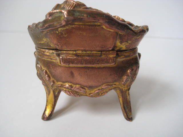 Nouveau Ornate Cast Metal Vanity Ring Box Nouveau Ornate Cast Metal Vanity Ring Box