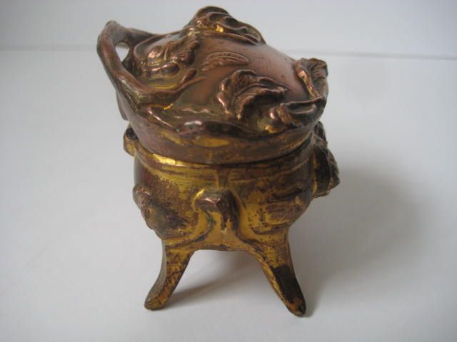 Nouveau Ornate Cast Metal Vanity Ring Box Nouveau Ornate Cast Metal Vanity Ring Box