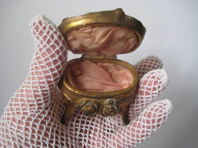 Nouveau Ornate Cast Metal Vanity Ring Box Nouveau Ornate Cast Metal Vanity Ring Box