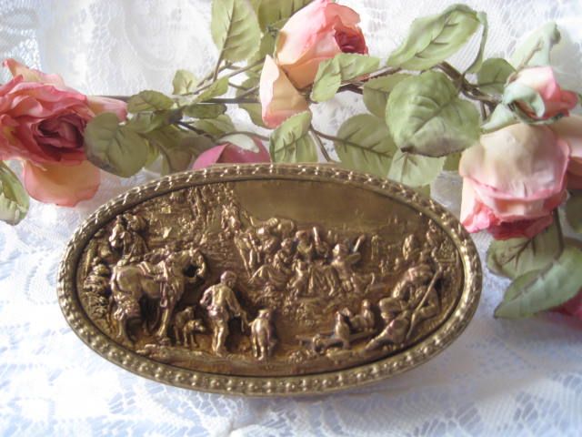 Bronze-Plated Metal Jewel Box w/ Scene Bronze-Plated Metal Jewel Box w/ Scene