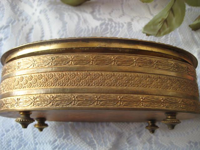 Bronze-Plated Metal Jewel Box w/ Scene Bronze-Plated Metal Jewel Box w/ Scene