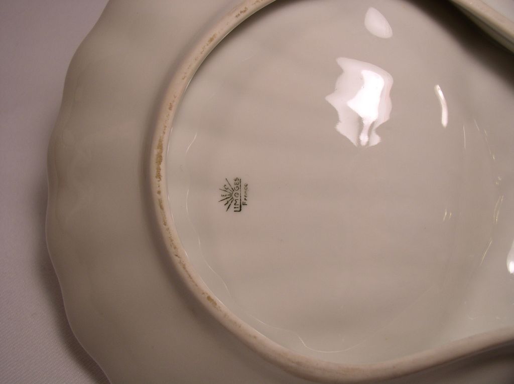 Limoges France 2 Section Porcelain Shell Dish Limoges France 2 Section Porcelain Shell Dish