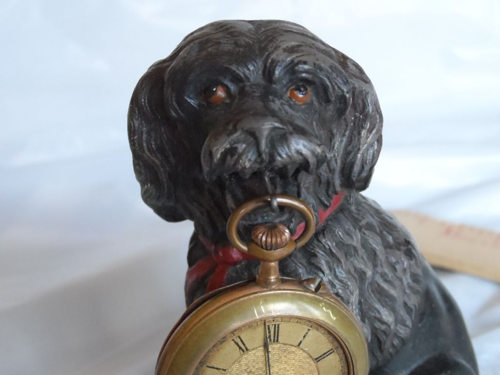 Victorian / Edwardian Figural Dog Pocket Watch Holder and Watch Victorian / Edwardian Figural Dog Pocket Watch Holder and Watch