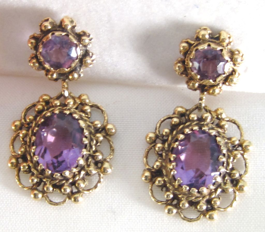 Victorian Revival Drop Earrings 14K Amethyst Victorian Revival Drop Earrings 14K Amethyst