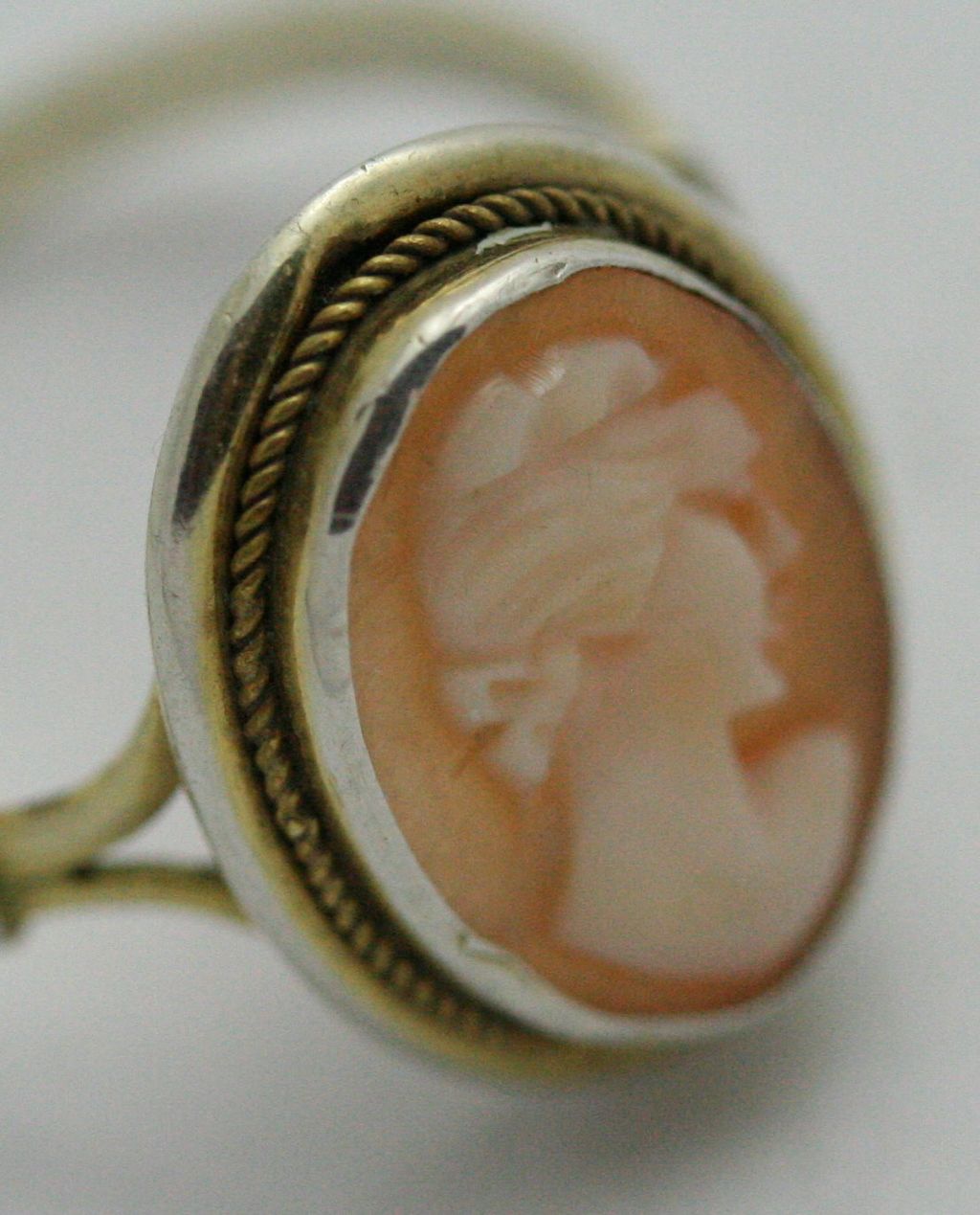 Cameo Ring Rope Accent Trim Carved Shell Cameo Ring Rope Accent Trim Carved Shell