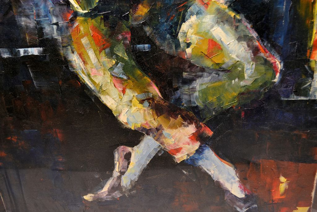 Vintage Contemporary Impressionist Oil Painting Entitled French Horn Signed Vintage Contemporary Impressionist Oil Painting Entitled French Horn Signed